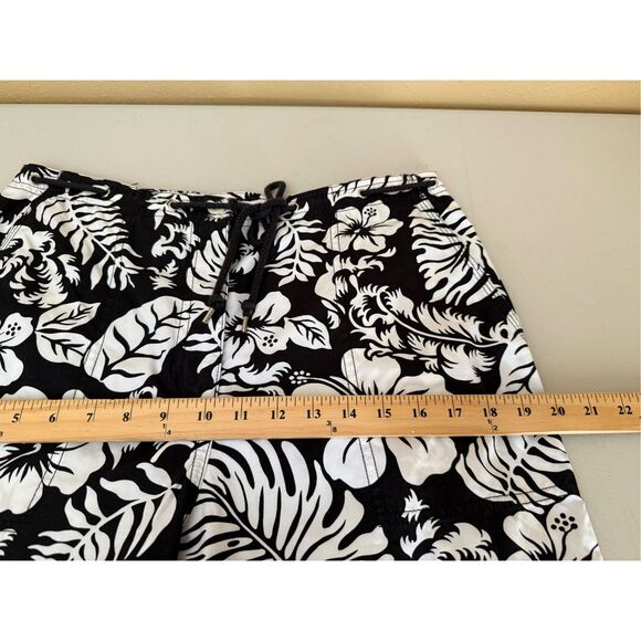 LAUREN RALPH LAUREN Women Black White Floral Cotton Cropped Pants SZ 10 - Picture 8 of 10